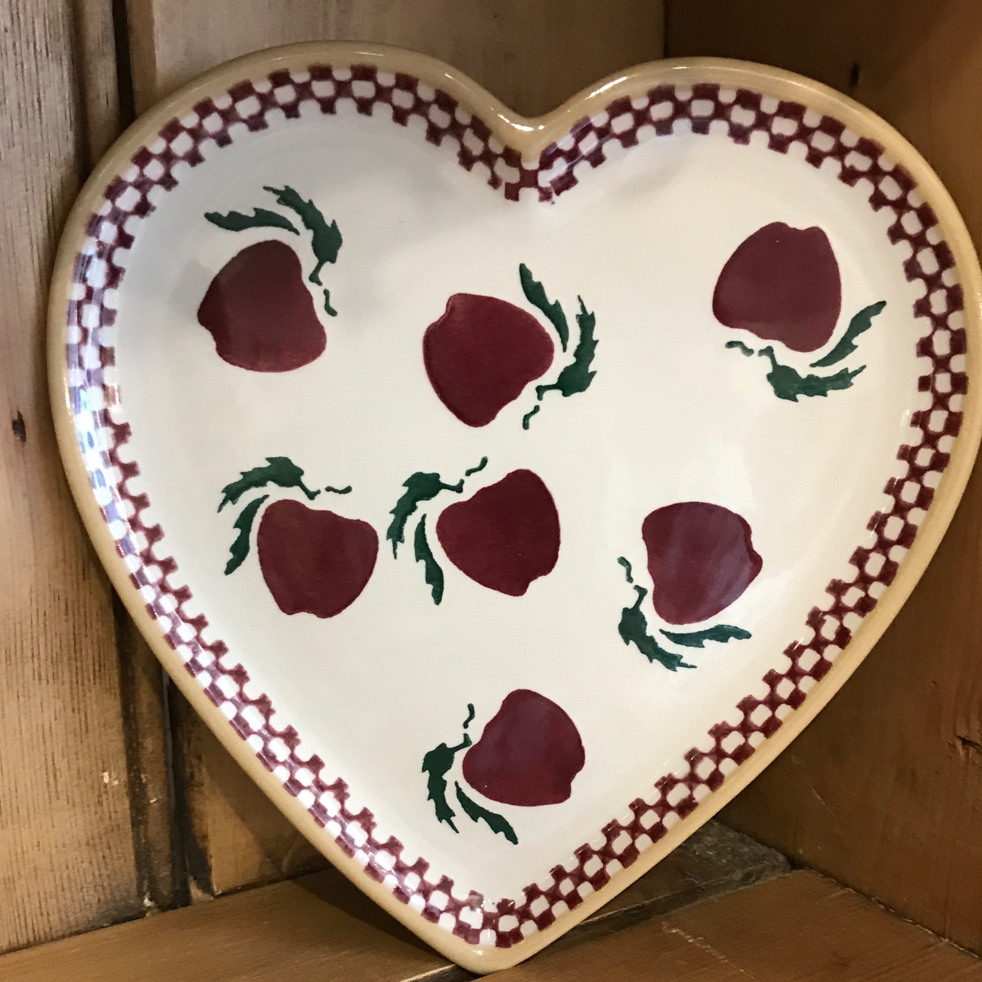 Nicholas Mosse Pottery Tiny Heart Plate available in Apple Fuchsia or Old Ros 